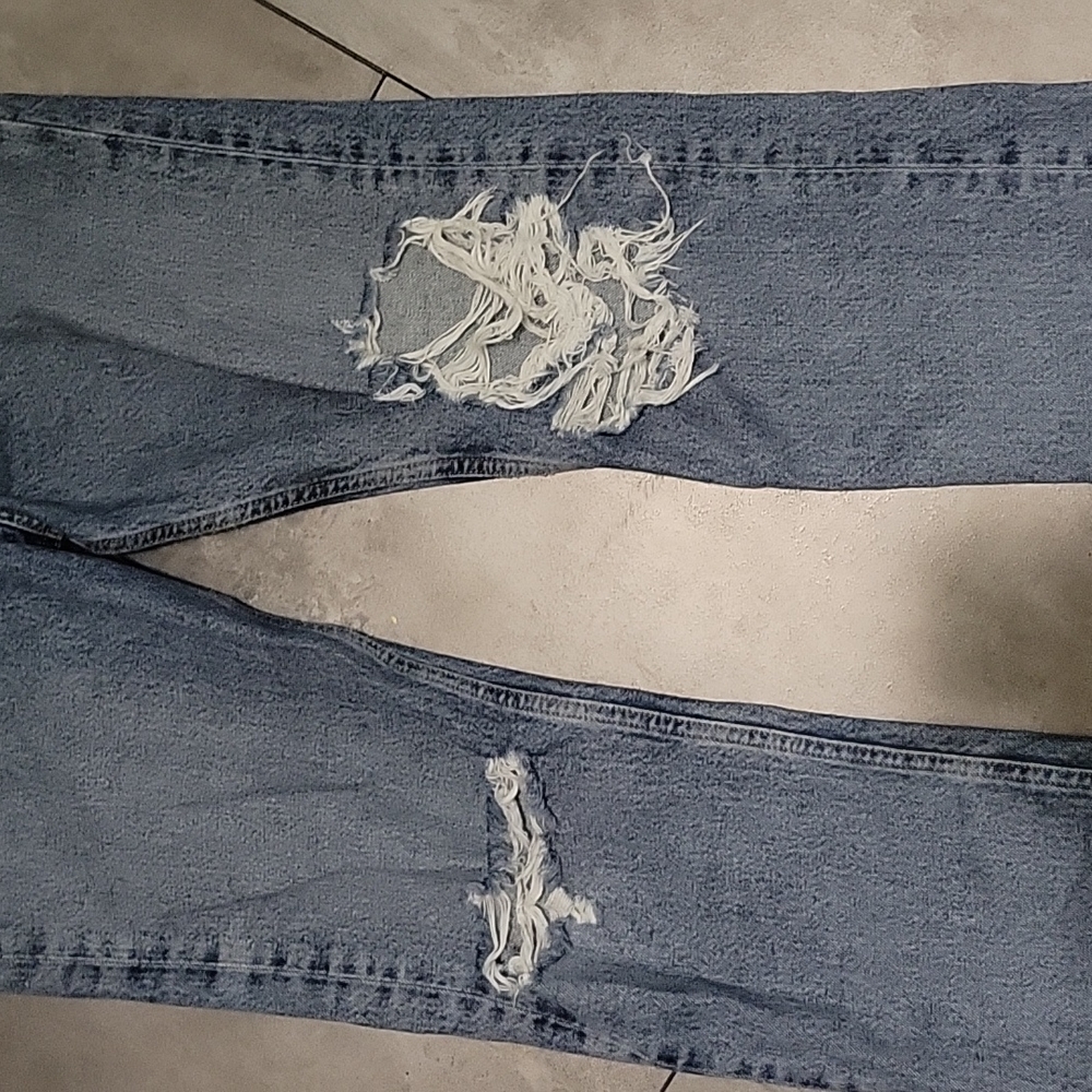 Agolde High Rise Distressed Blue Jeans - Picture 2 of 8